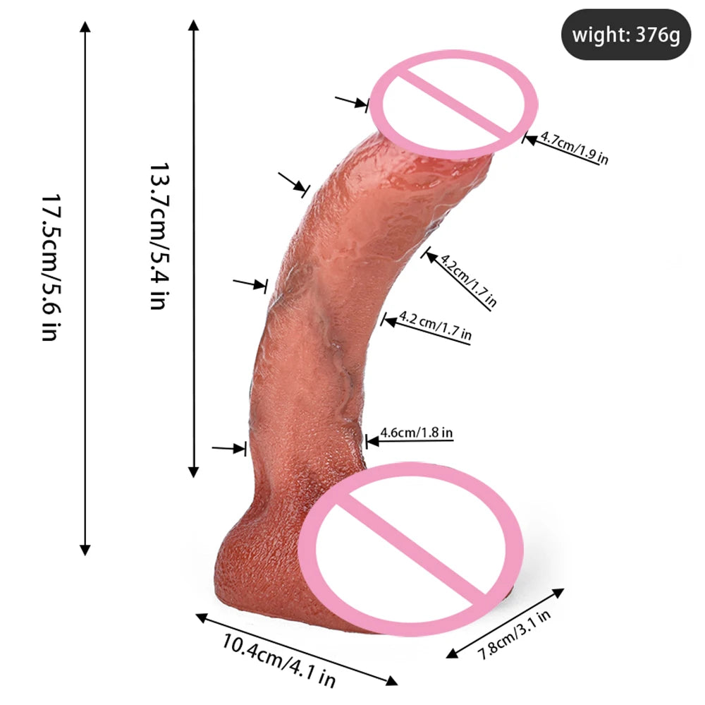 Red-brown double-layer silicone dildo with suction base, rounded tip and flared bottom