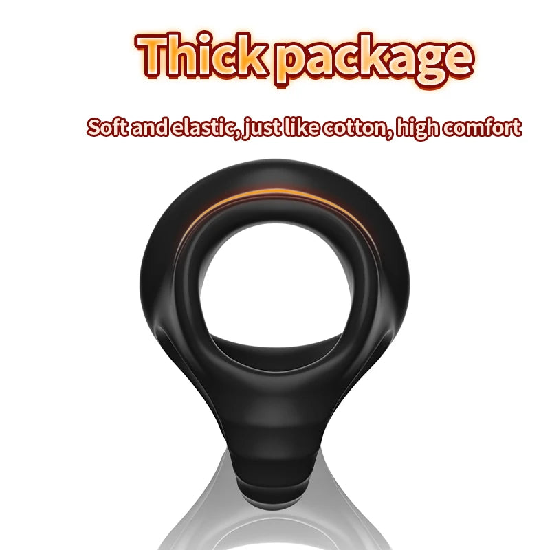 Black silicone delay cock ring, thick four-hole ring with inner circular opening