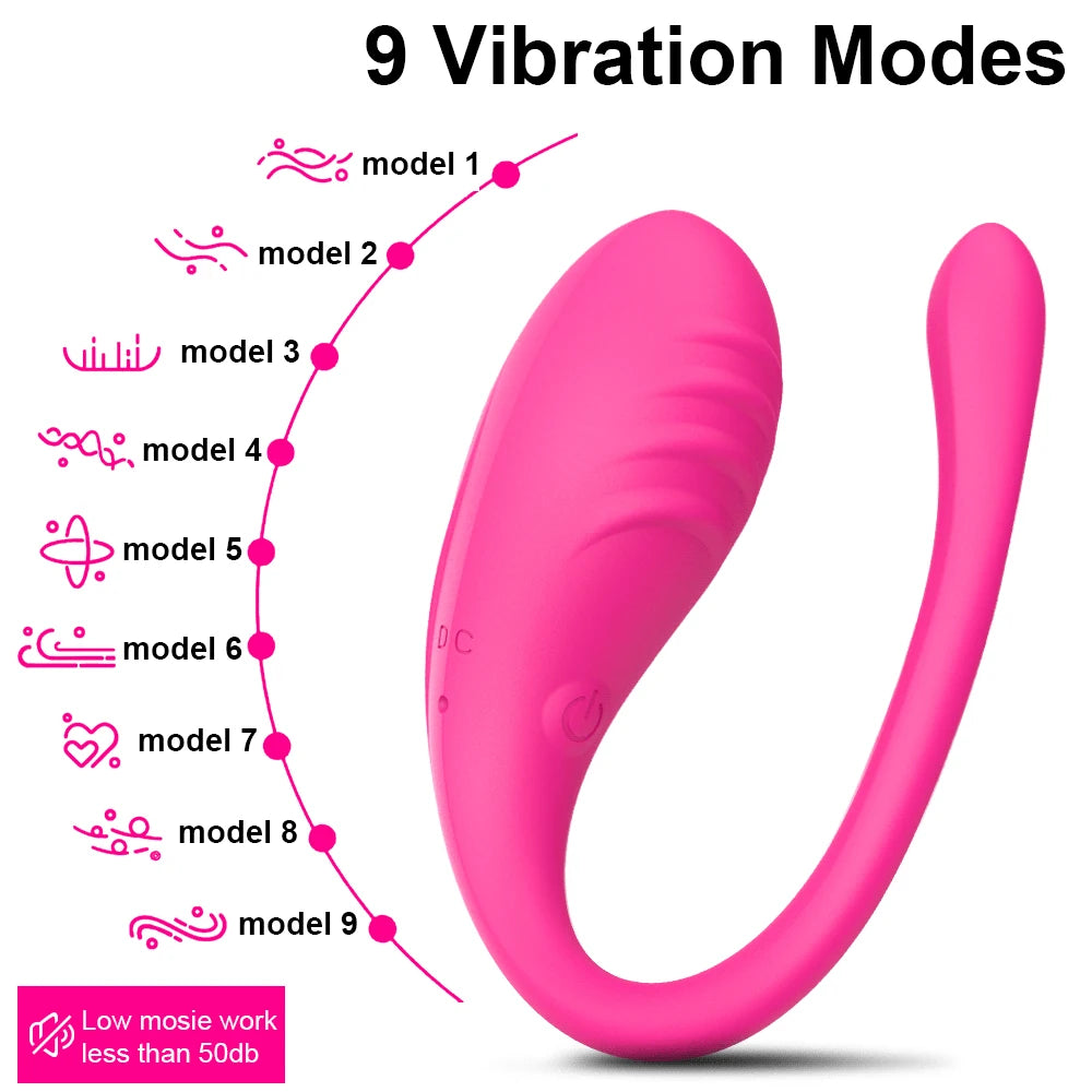 Pink G-spot Bluetooth vibrator with 9 vibration mode graphic diagram