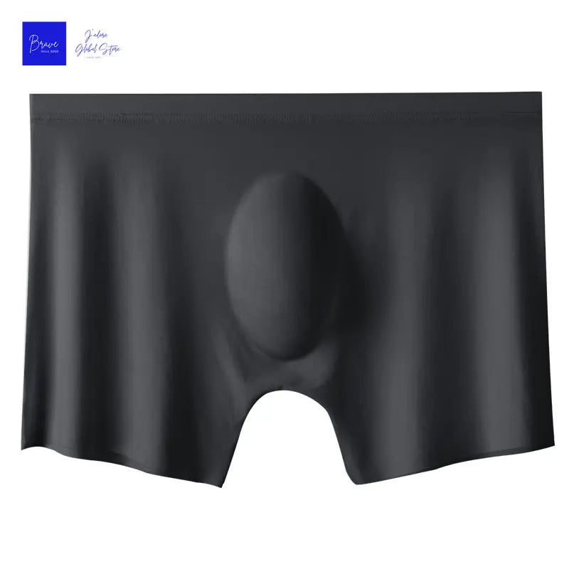Dark seamless boxer briefs, smooth knit with contoured front pouch