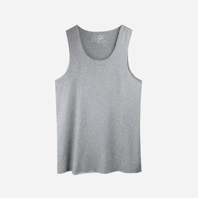Men's thin V-neck undershirt vest, heather gray flat lay